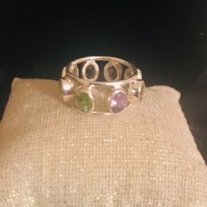 Women's Green Stones and Amethyst Quartz Ring